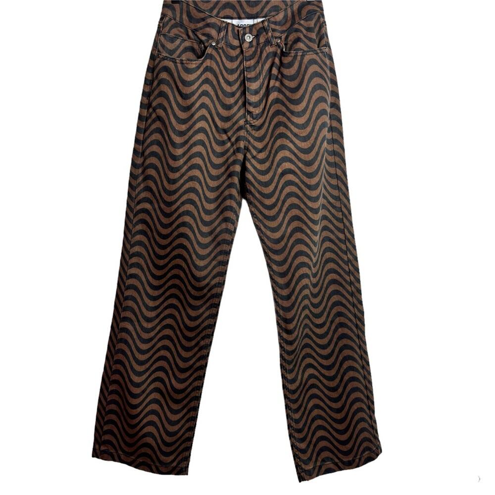 THE RAGGED WAVE PRINT DAD JEAN SIZE 26 BROWN BLACK BRAND NEW WITH TAGS